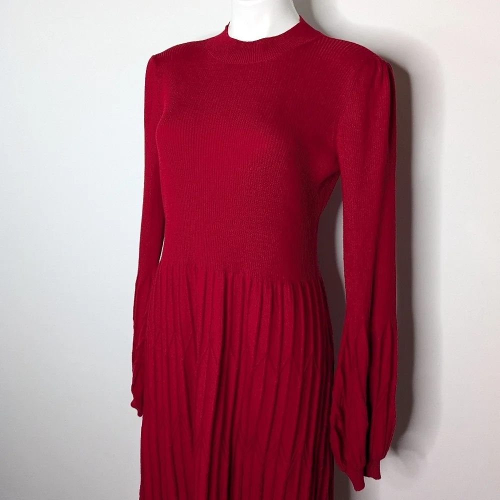 Draper James Women's Red Knit Dress Elegant Sweater Dress - Picture 2 of 8